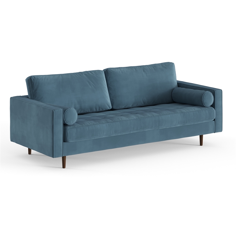 Pemberly Row Modern / Contemporary Performance Velvet Sofa in Ocean
