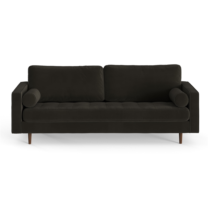 Pemberly Row Modern / Contemporary Performance Velvet Sofa in Smoke