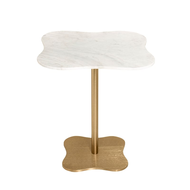 Pemberly Row Modern / Contemporary Genuine Marble Side Table in Gold