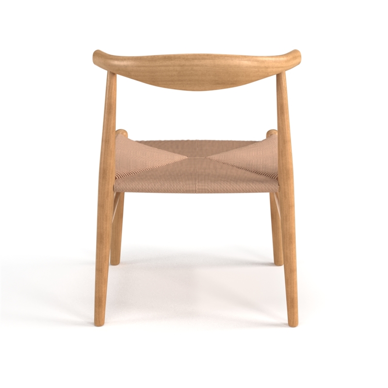 Pemberly Row Contemporary Wood Papercord Dining Chair in Natural
