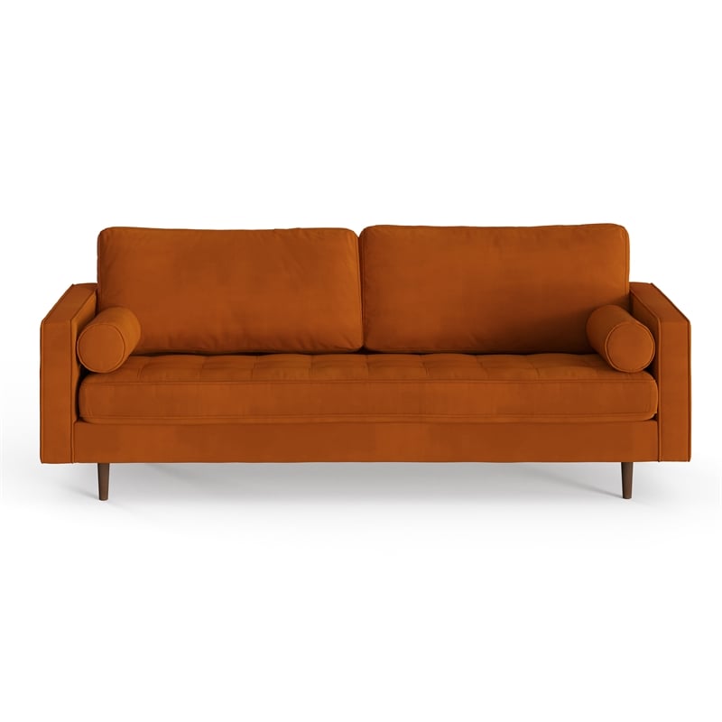Pemberly Row Modern / Contemporary Performance Velvet Sofa in Orange