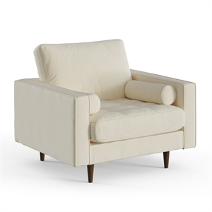 Pemberly Row Contemporary Upholstered Fabric Arm Chair in Beige
