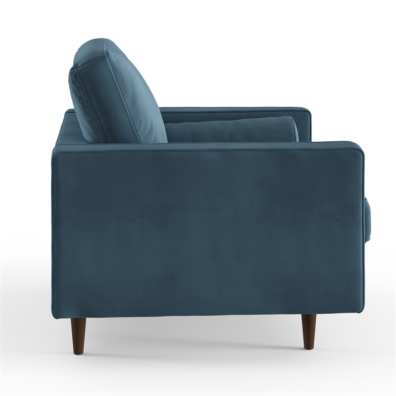 Pemberly Row Contemporary Performance Velvet Arm Chair in Ocean
