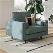 Pemberly Row Contemporary Performance Velvet Arm Chair in Ocean
