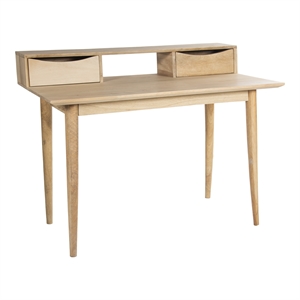 Pemberly Row Contemporary Solid Wood Two-Drawer Desk in Natural