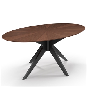 Pemberly Row Contemporary Oval Dining Table in Black and Walnut