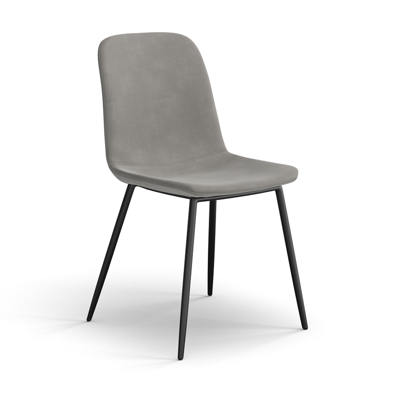 Pemberly Row Contemporary Velvet Side Chairs (Set of 2) in Gray