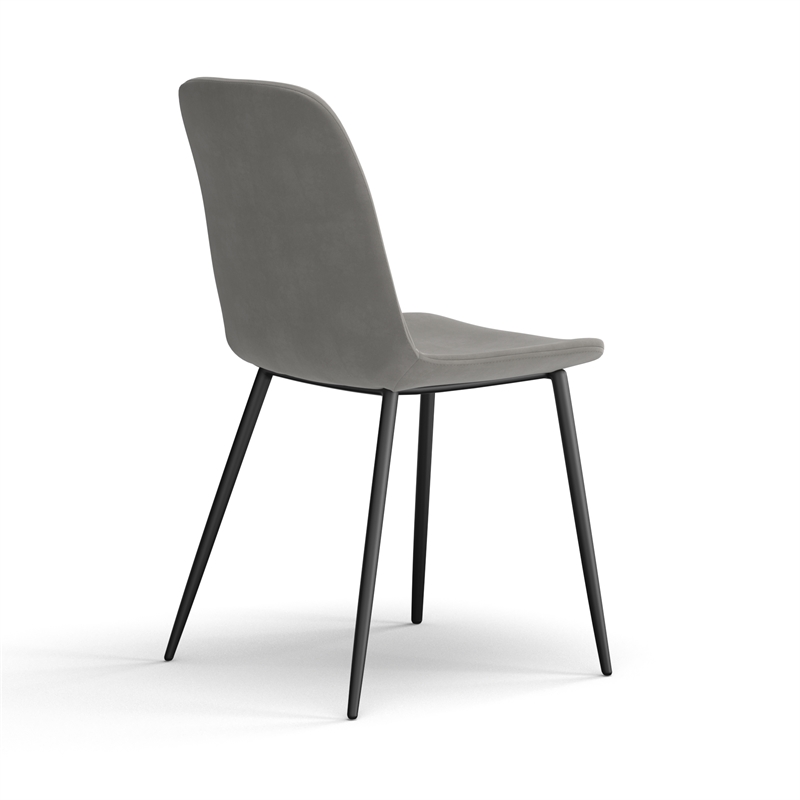 Pemberly Row Contemporary Velvet Side Chairs (Set of 2) in Gray