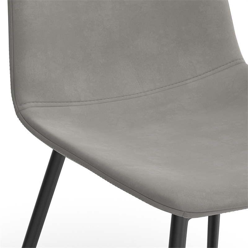 Pemberly Row Contemporary Velvet Side Chairs (Set of 2) in Gray