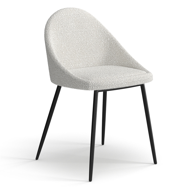 Pemberly Row Contemporary Boucle Side Chair (Set of 2) in White