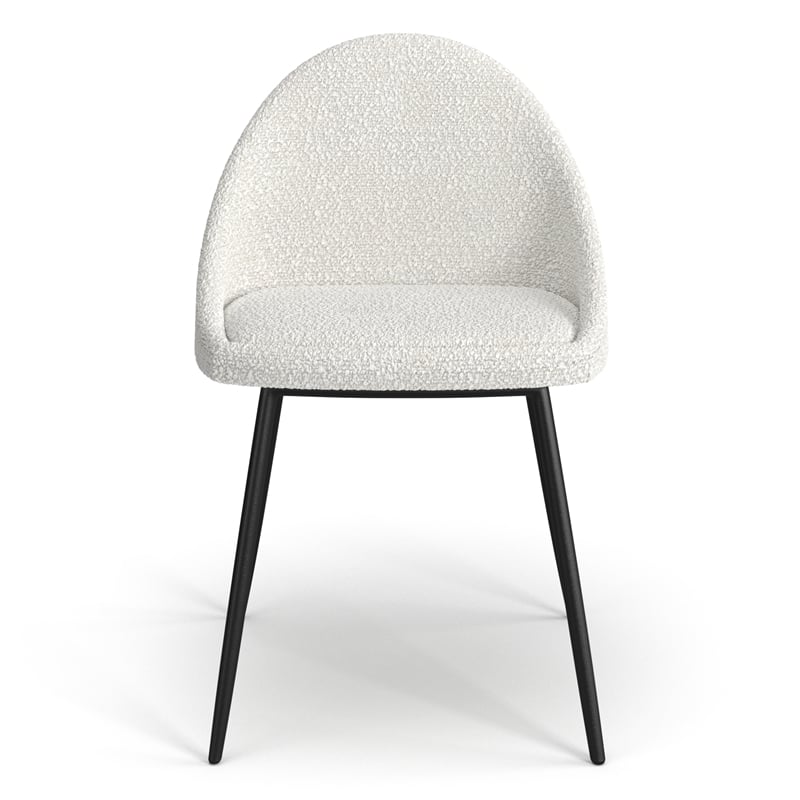 Pemberly Row Contemporary Boucle Side Chair (Set of 2) in White
