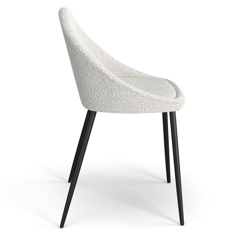 Pemberly Row Contemporary Boucle Side Chair (Set of 2) in White