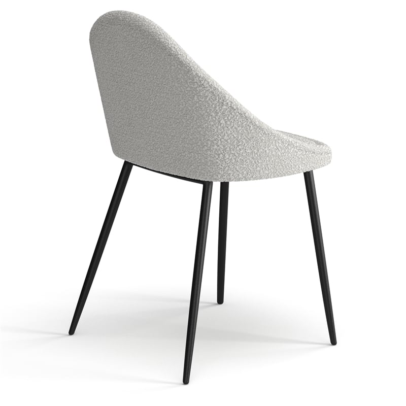 Pemberly Row Contemporary Boucle Side Chair (Set of 2) in White