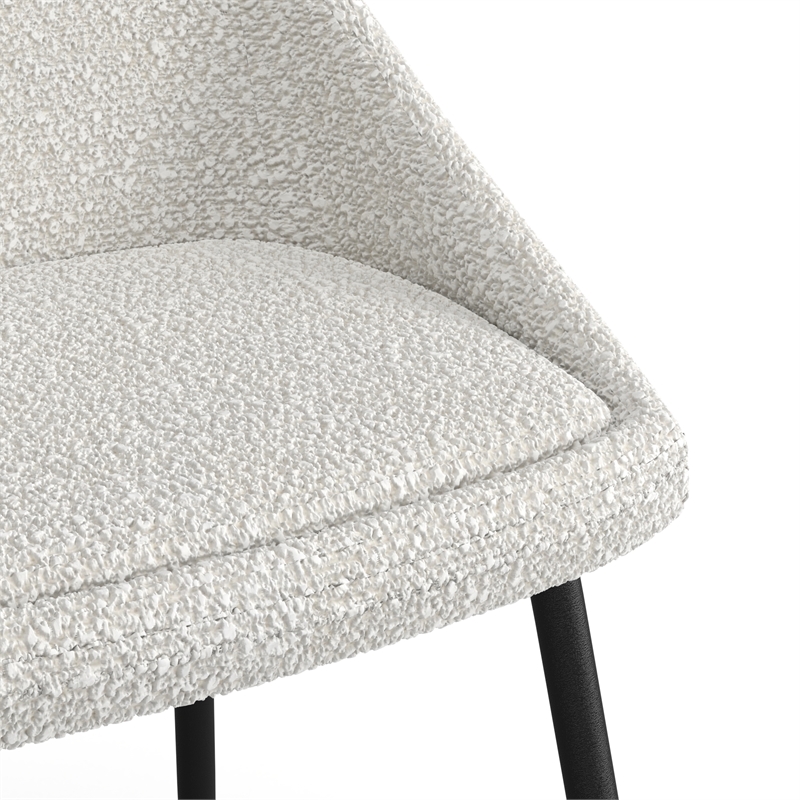 Pemberly Row Contemporary Boucle Side Chair (Set of 2) in White