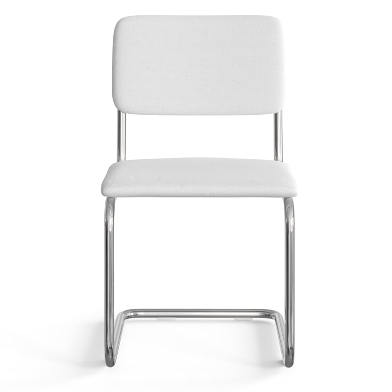 Pemberly Row Contemporary Fabric Side Chair (Set Of 2) in White