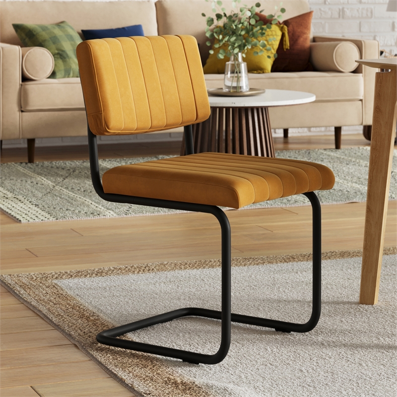Pemberly Row Contemporary Side Chairs (Set of 2) in Light Brown