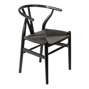 Pemberly Row Contemporary Black Frame Papercord Seat (Set of 2)