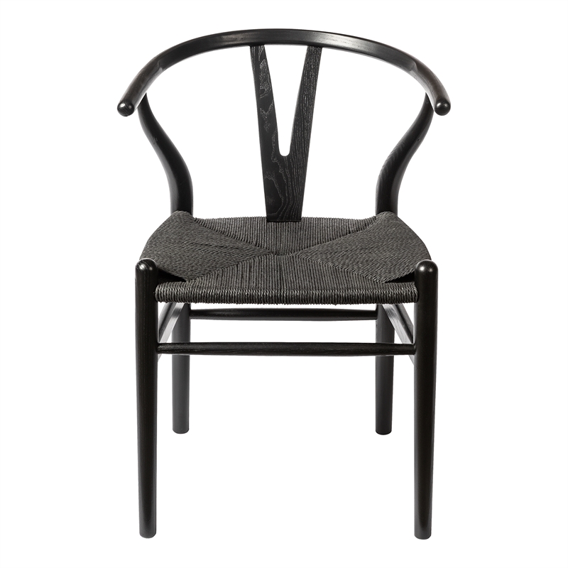 Pemberly Row Contemporary Black Frame Papercord Seat (Set of 2)