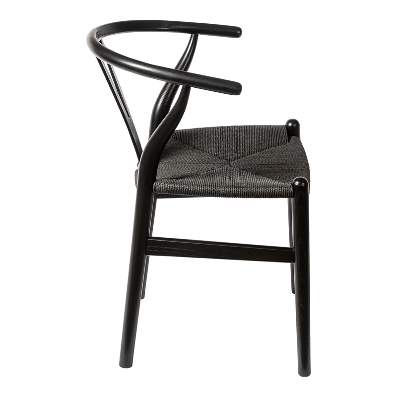 Pemberly Row Contemporary Black Frame Papercord Seat (Set of 2)