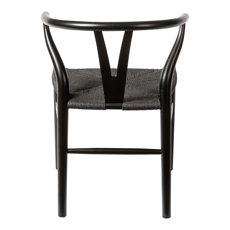 Pemberly Row Contemporary Black Frame Papercord Seat (Set of 2)