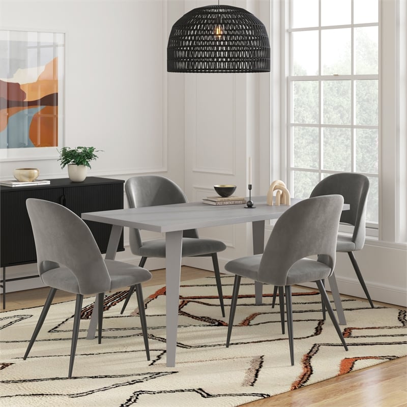 Pemberly Row Contemporary Rectangular Grey Dining Table in Gray