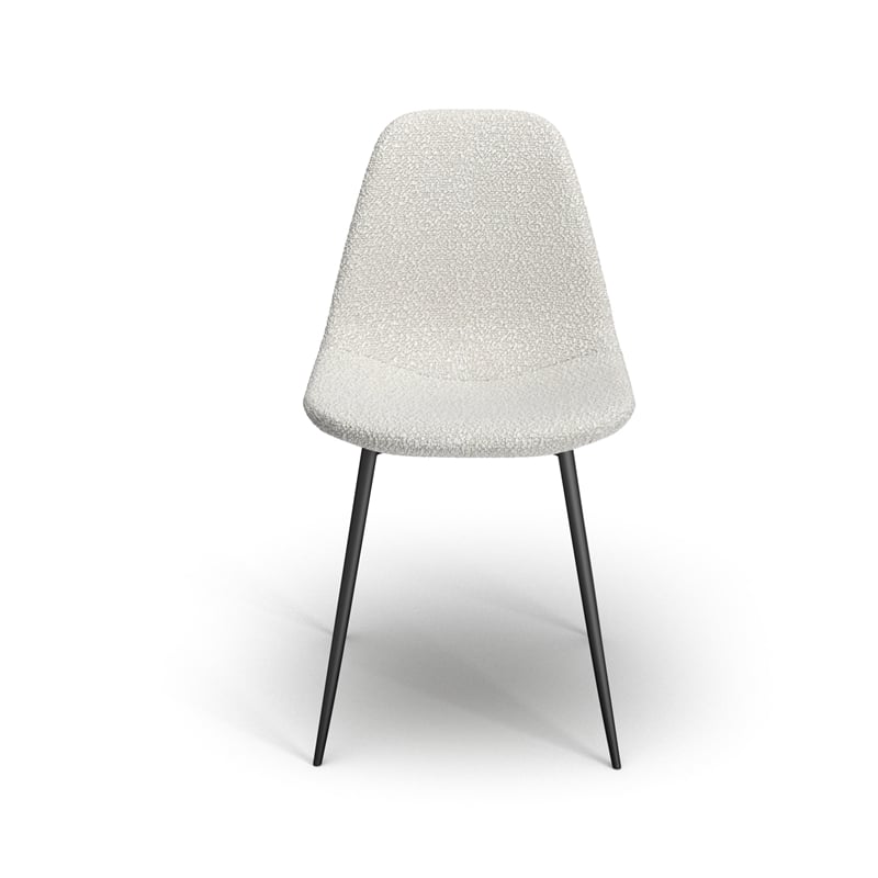 Pemberly Row Contemporary Boucle Side Chair (Set of 2) in White