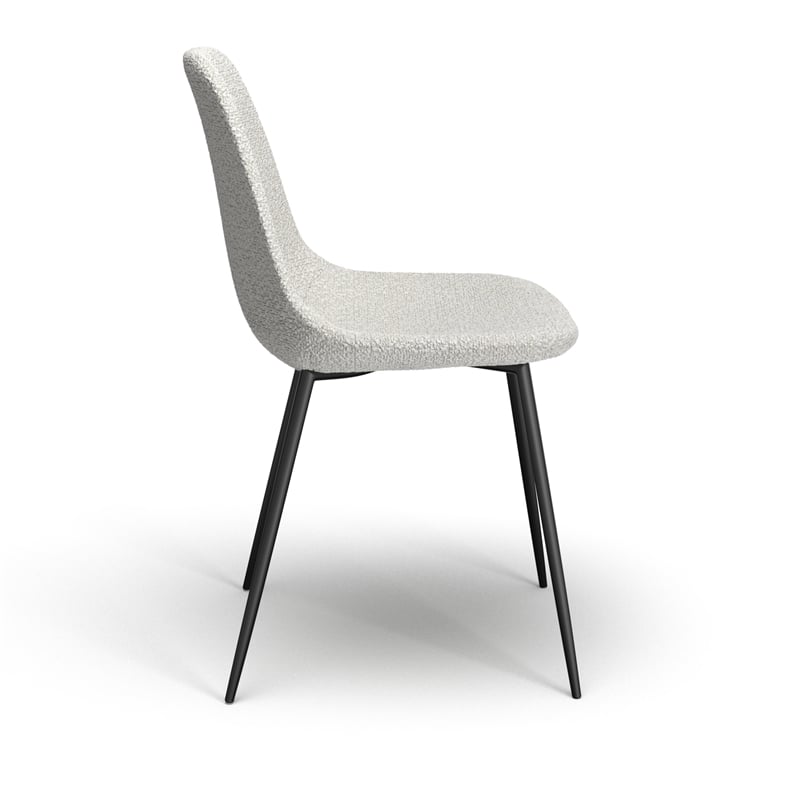Pemberly Row Contemporary Boucle Side Chair (Set of 2) in White