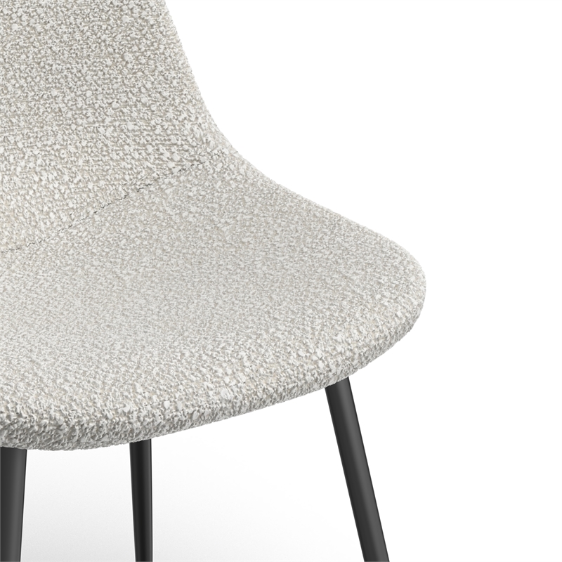 Pemberly Row Contemporary Boucle Side Chair (Set of 2) in White