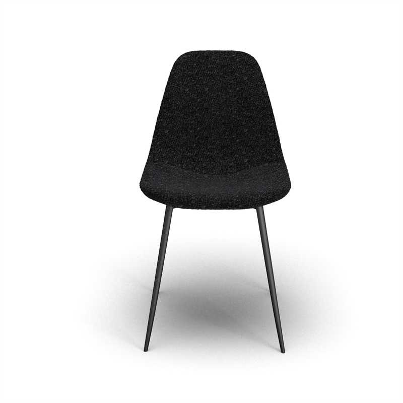 Pemberly Row Contemporary Boucle Side Chair (Set of 2) in Black