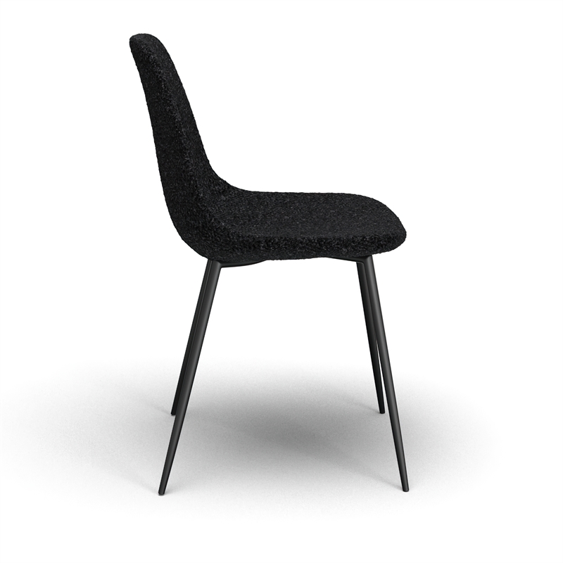 Pemberly Row Contemporary Boucle Side Chair (Set of 2) in Black