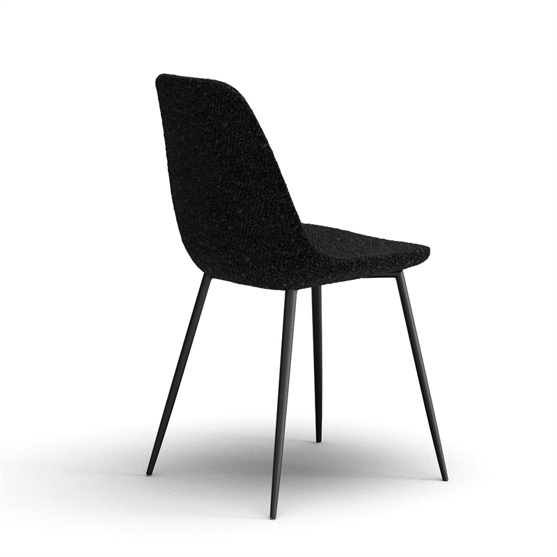 Pemberly Row Contemporary Boucle Side Chair (Set of 2) in Black