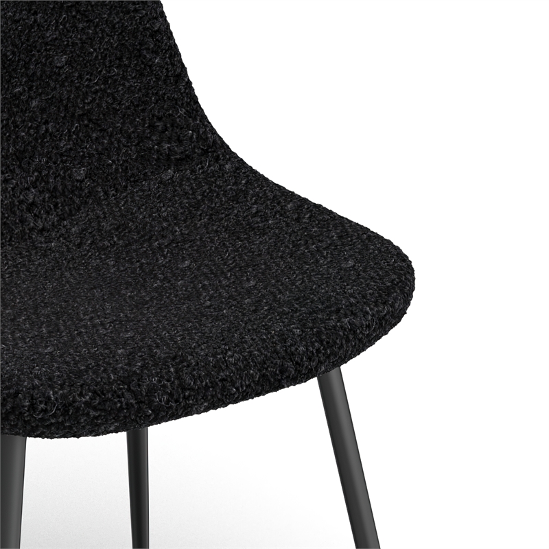 Pemberly Row Contemporary Boucle Side Chair (Set of 2) in Black
