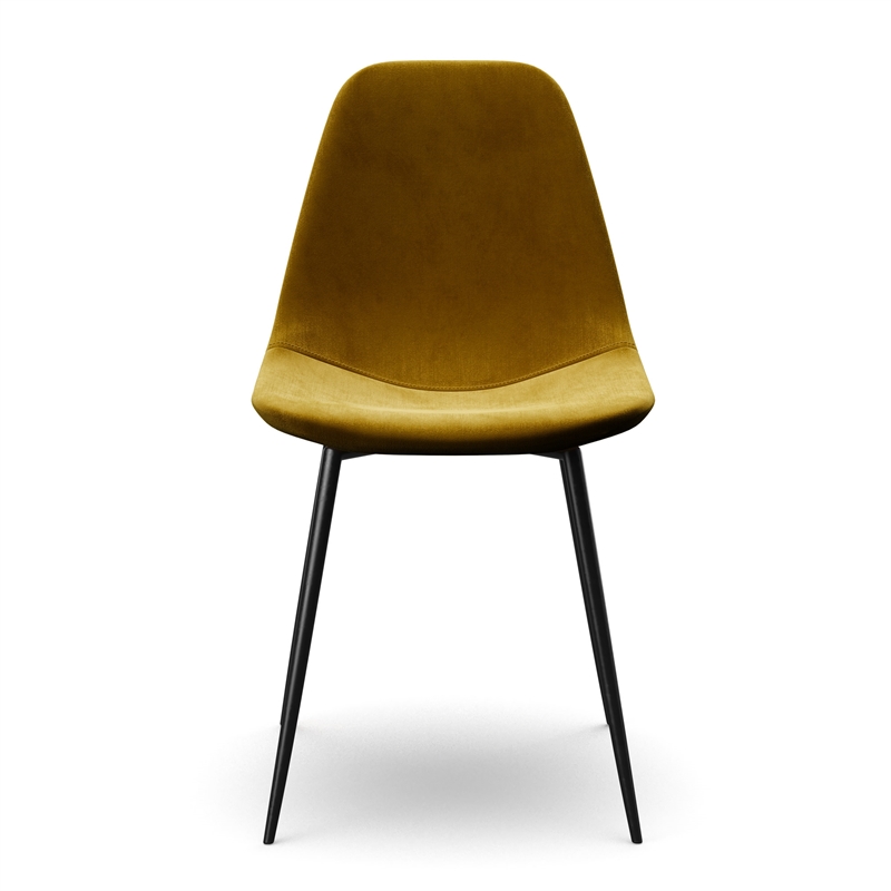 Pemberly Row Contemporary Velvet Side Chairs (Set of 2) in Gold