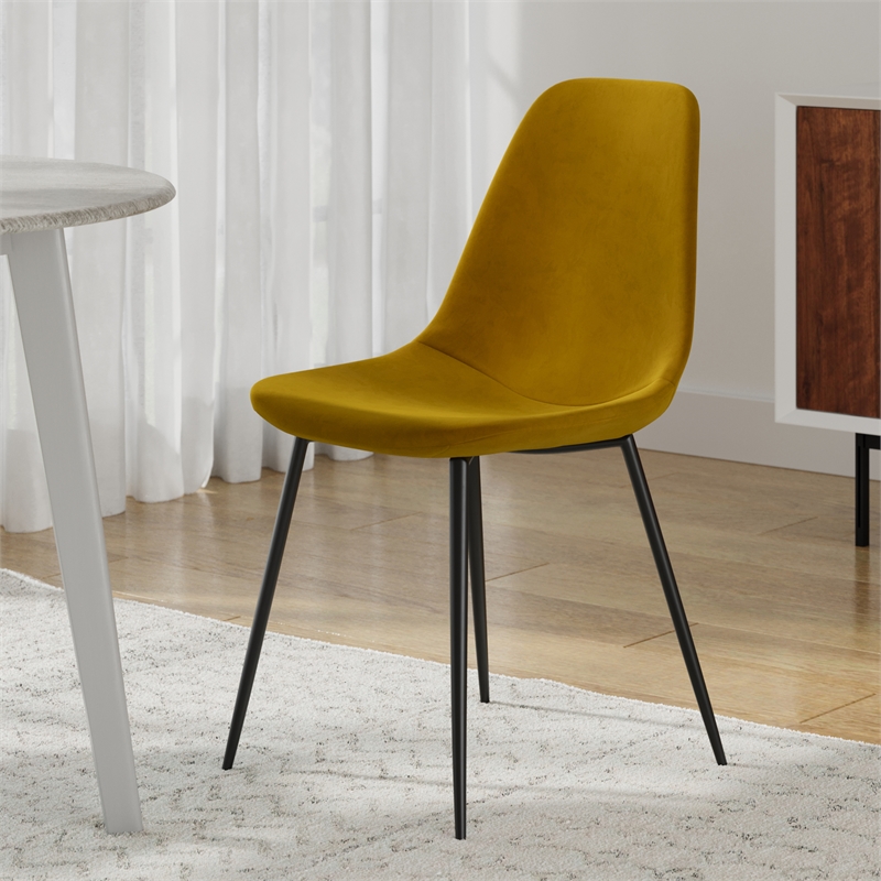 Pemberly Row Contemporary Velvet Side Chairs (Set of 2) in Gold