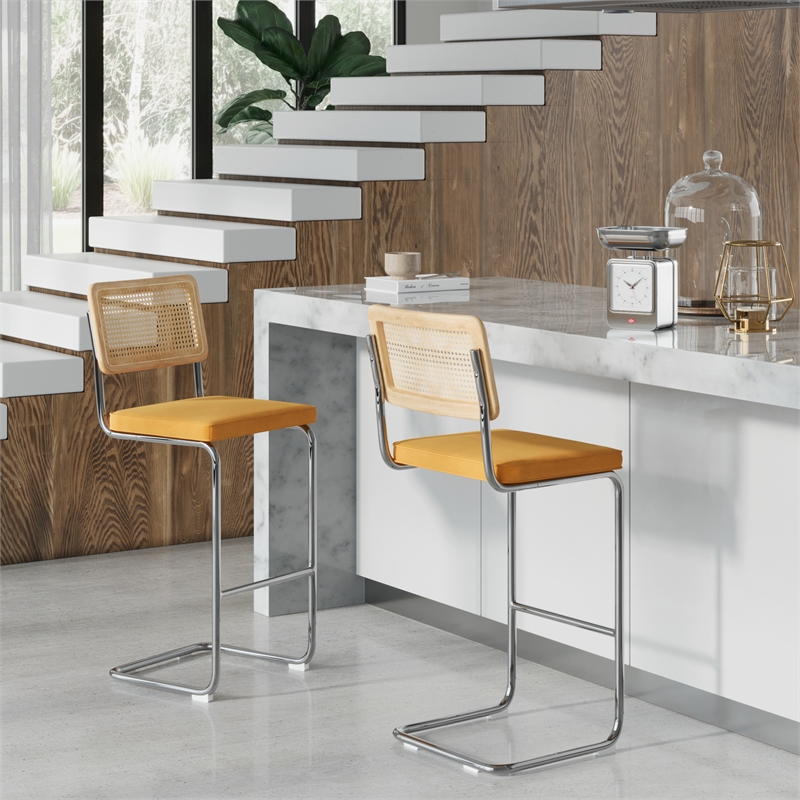 Pemberly Row Contemporary Bar Height Stools (Set of 2) in Brown