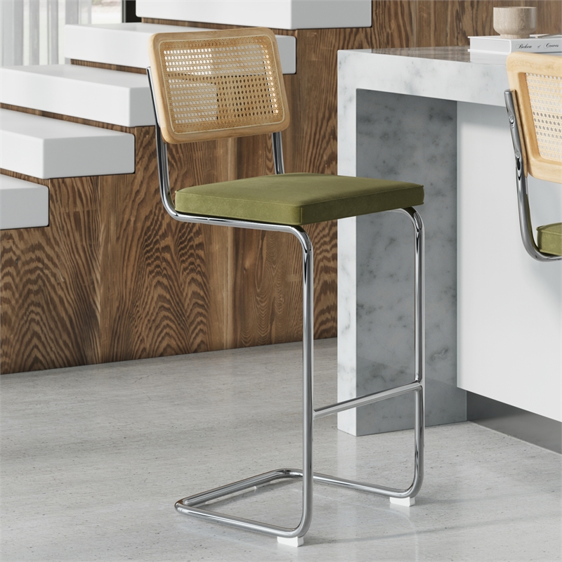 Pemberly Row Contemporary Bar Height Stools (Set of 2) in Olive