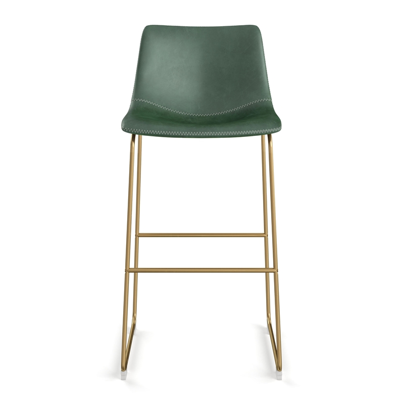 Pemberly Row Contemporary Bar Height Stools (Set of 2) in Green