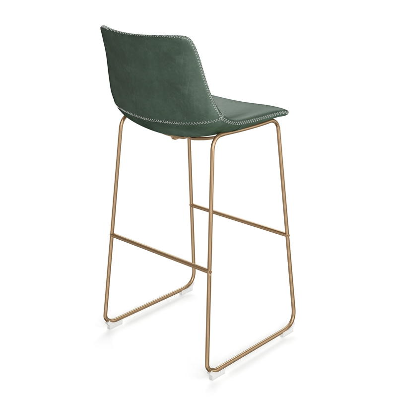 Pemberly Row Contemporary Bar Height Stools (Set of 2) in Green