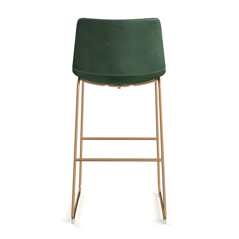 Pemberly Row Contemporary Bar Height Stools (Set of 2) in Green