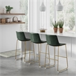 Pemberly Row Contemporary Bar Height Stools (Set of 2) in Green