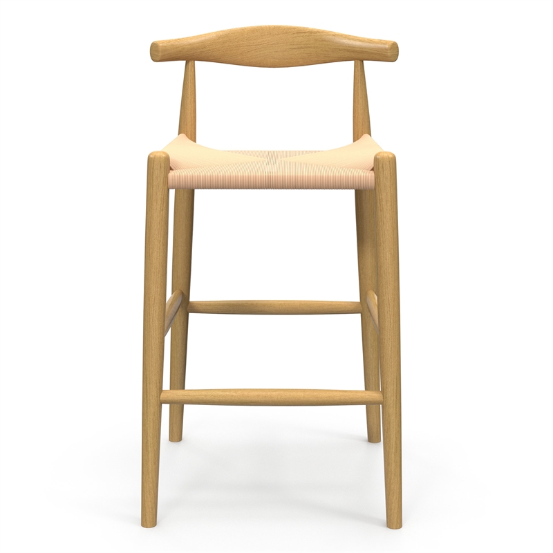 Pemberly Row Contemporary Papercord Bar Height Stool in Natural