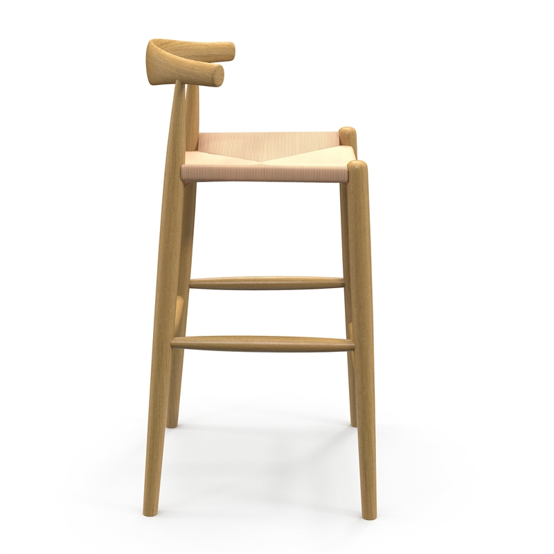 Pemberly Row Contemporary Papercord Bar Height Stool in Natural