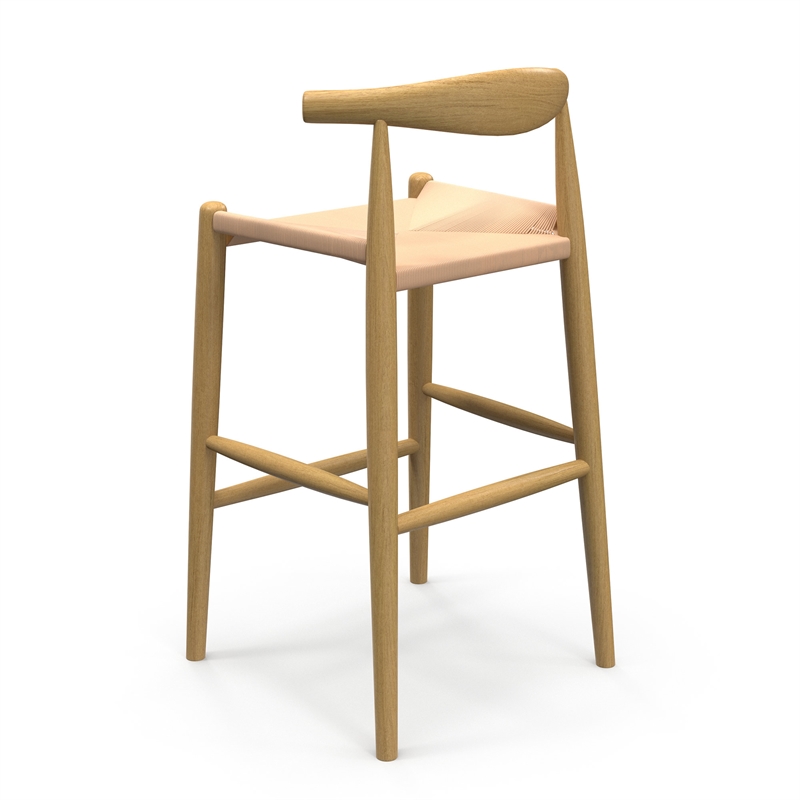 Pemberly Row Contemporary Papercord Bar Height Stool in Natural