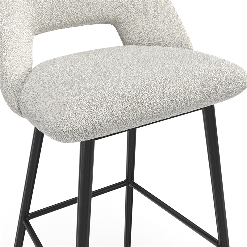Pemberly Row Contemporary Bar Height Stools (Set of 2) in White