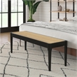 Pemberly Row Modern Solid Wood with Natural Cane Bench in Black