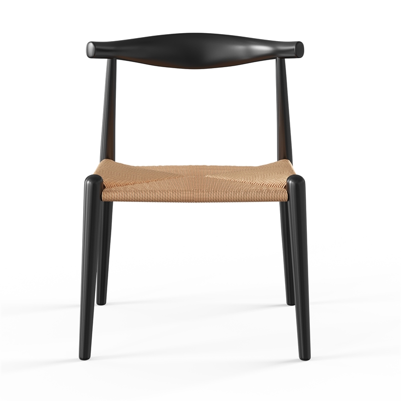 Pemberly Row Modern Papercord Dining Chair in Natural and Black