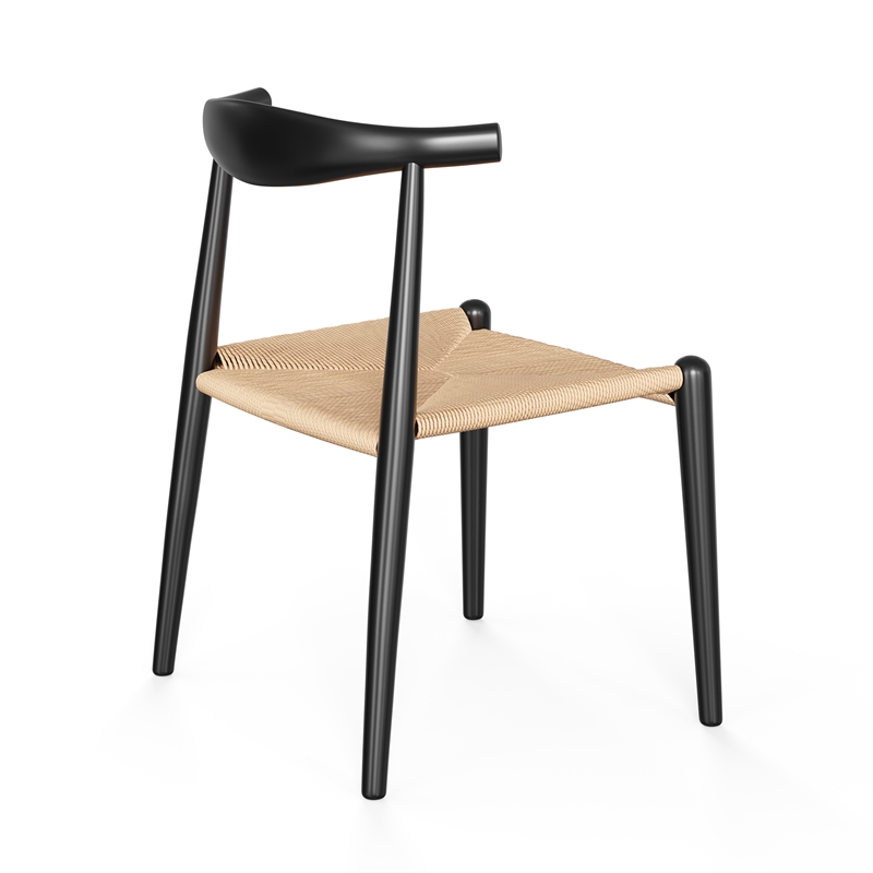 Pemberly Row Modern Papercord Dining Chair in Natural and Black