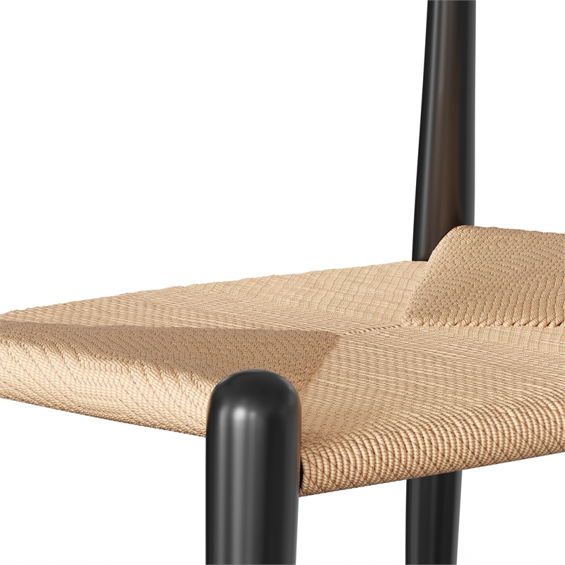 Pemberly Row Modern Papercord Dining Chair in Natural and Black