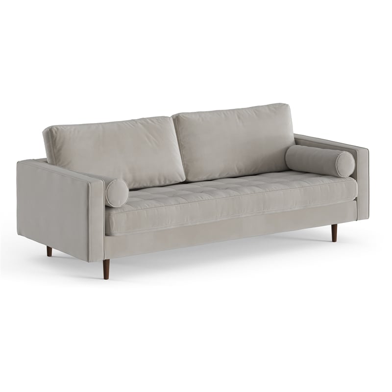 Pemberly Row Modern / Contemporary Performance Velvet Sofa in Silver