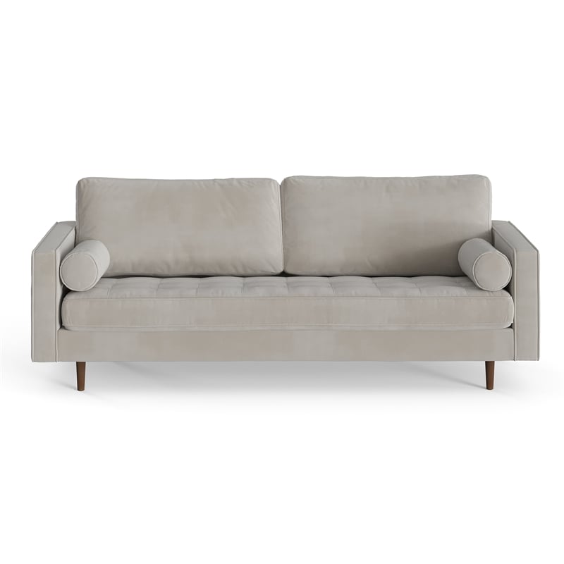 Pemberly Row Modern / Contemporary Performance Velvet Sofa in Silver